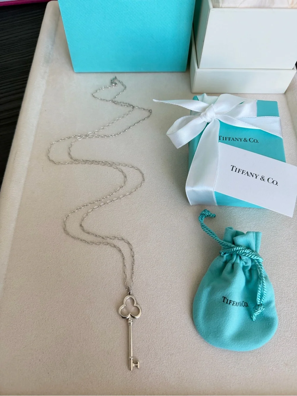 Tiffany & Co. Large Key Necklace Sterling Silver 36”  $700